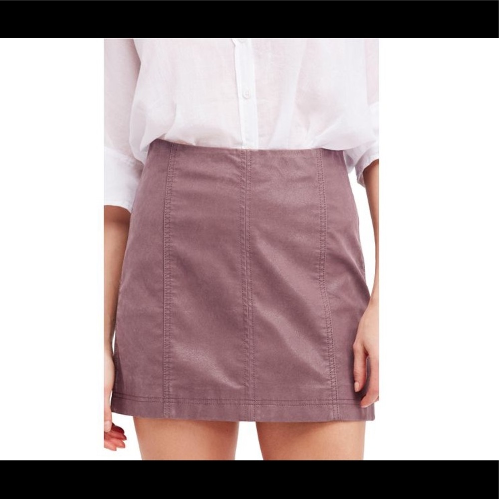 Free people leather zip up skirt